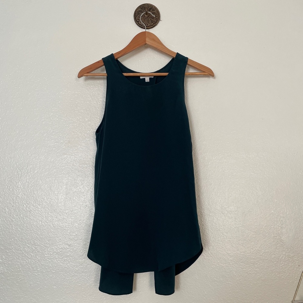 Wilfred Aritzia Silk Sleeveless Tank Top Emerald Green Split Back XS